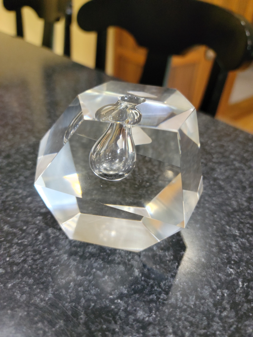 Vintage Orchid Faceted Glass Bud Vase or paper weight Mid Century